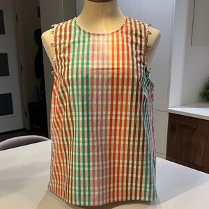 Kate Spade Colorful Rainbow Checkered Blouse